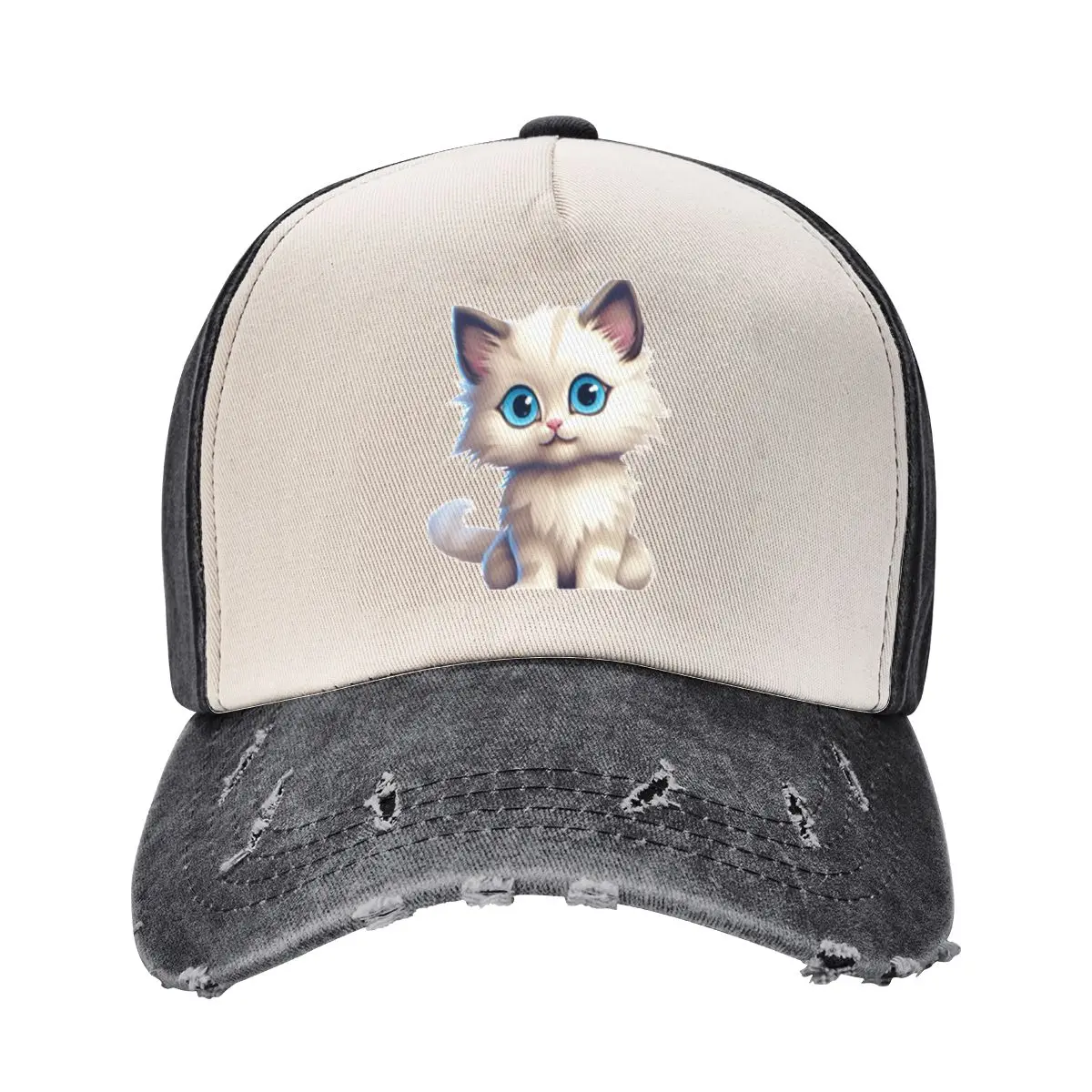 Cute Ragdoll Kitten with Big Blue Eyes Baseball Cap Golf Wear Luxury Man Hat Beach Outing fashionable Baseball For Men Women's