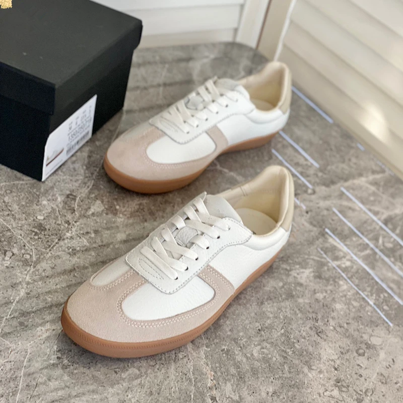 Jenny&Dave Fashion Comfortable Breathable Sneakers Woman Vintage Colorblock Trainers Vulcanized Shoes Women Genuine Leather