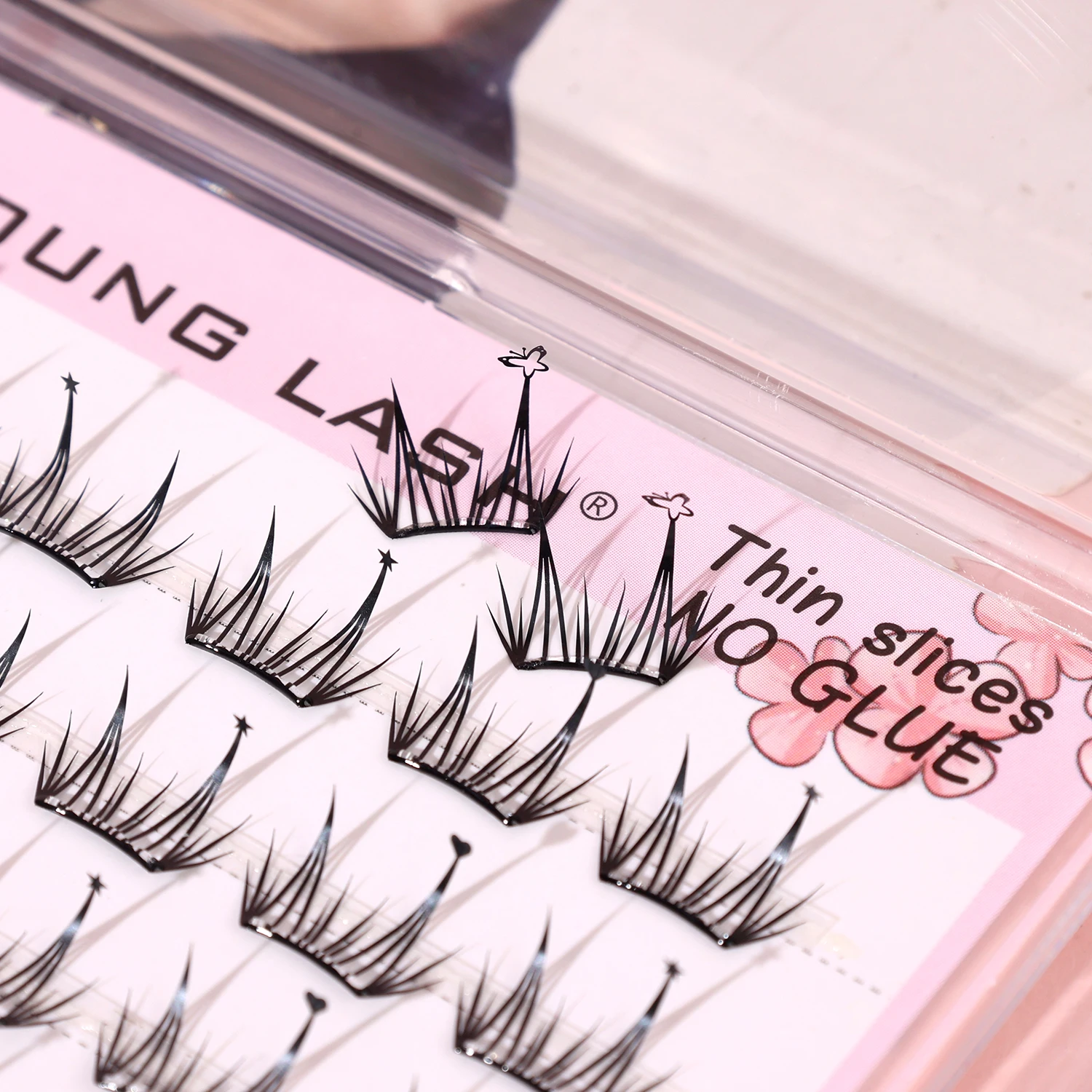 72Clusters ขนตาธรรมชาติ DIY Eye Lash กลุ่ม Non-กาวผีเสื้อหัวใจ Star Self Adhesive Lash EXTENSION