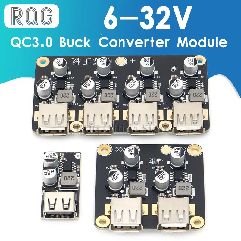 

USB QC3.0 QC2.0 DC-DC Buck Converter Charging Step Down Module 6-32V 9V 12V 24V to Fast Quick Charger Circuit Board 3V 5V 12V