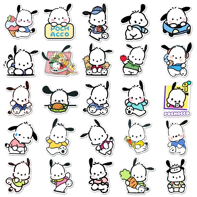 50 Stuks Sanrio Pochacco Stickers Anime Pochacco Stickers Voor Scrapbooking Laptop Koffer Waterdichte Sticker Sticker Kid Speelgoed