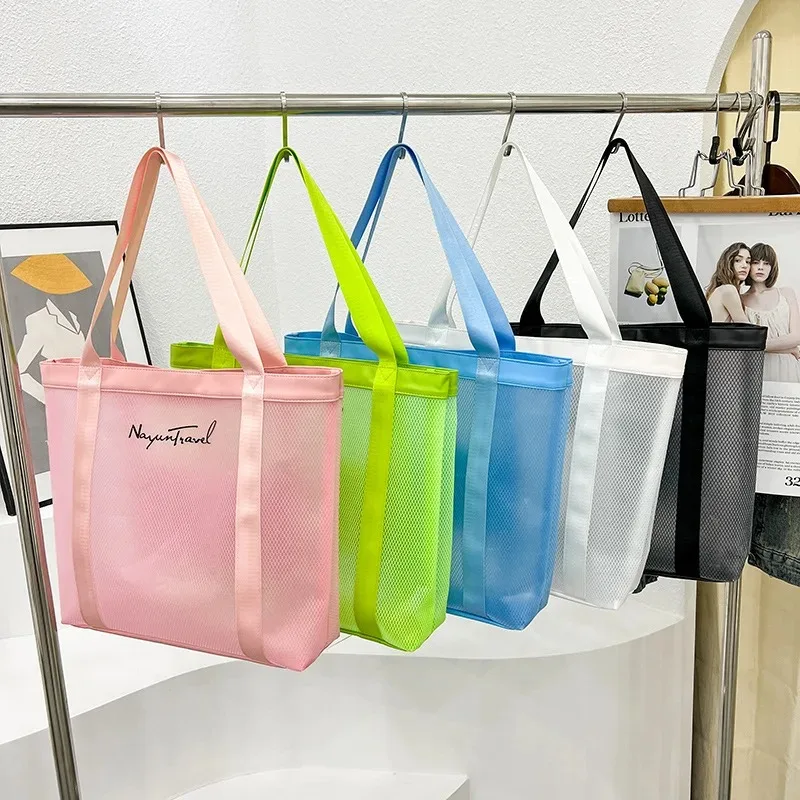 

Mesh Beach Bag, Extra Large Beach Tote Bag with Zipper Pocket Pool Bag, Beach Bag for Cruise/Swim/Vacation Essentials