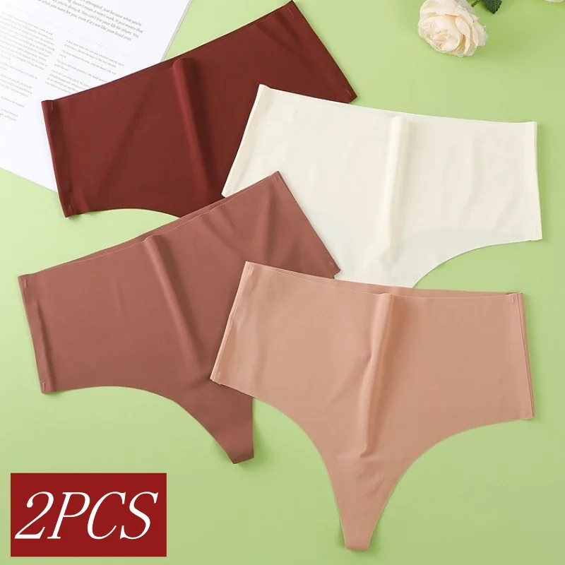 

2Pcs/Set Women Panties Thongs Thin High Rise G-string Female Underpants Soft Panties Sexy Lingerie Comfy Seamless Underwear