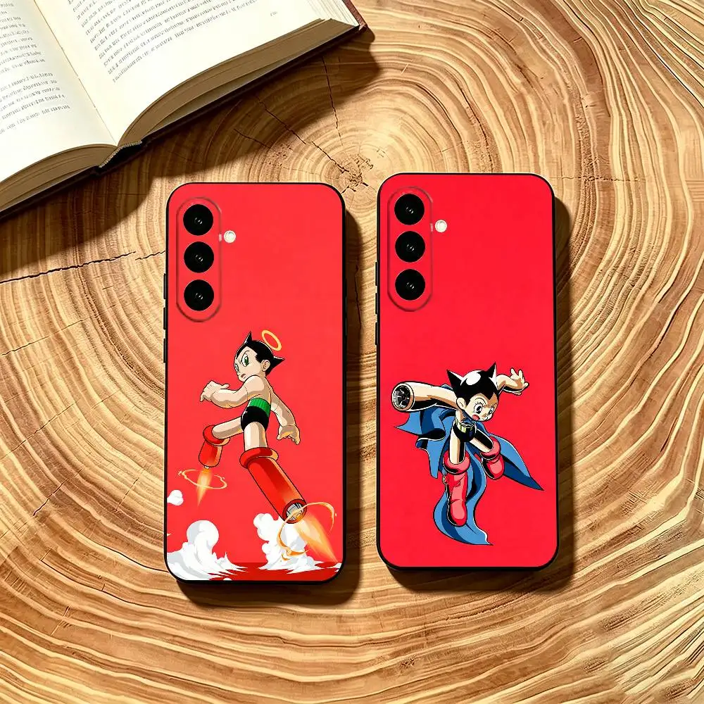 Anime Astro Boy Cute A-Atom Phone Case For Samsung Galaxy A73,A72,A71,A70,A53,A52,A51,Others Soft Black Cover