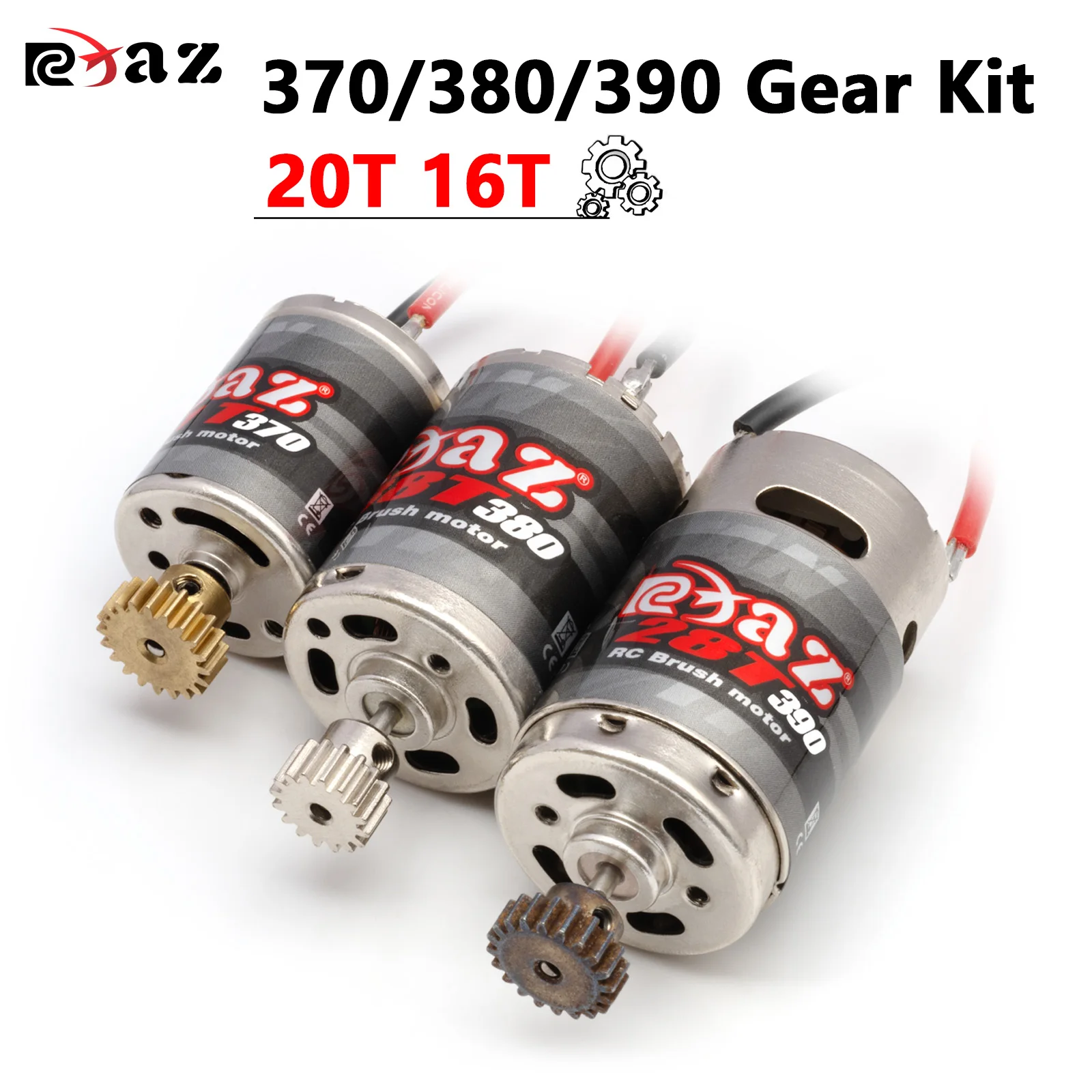 

RCXAZ RC 370 380 390 Brushed Motor Pinion Gear 16T 20T Kit For 1/12 1/16 RC Car Truck Crawler Model Hobby Upgrade Parts