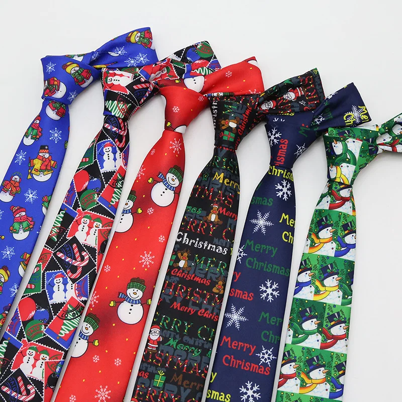 Luxurious Christmas Party Holiday Tie For Men Polyester Printed Green Christmas Tree Santa Claus Elk Clothing's Neckties 2022