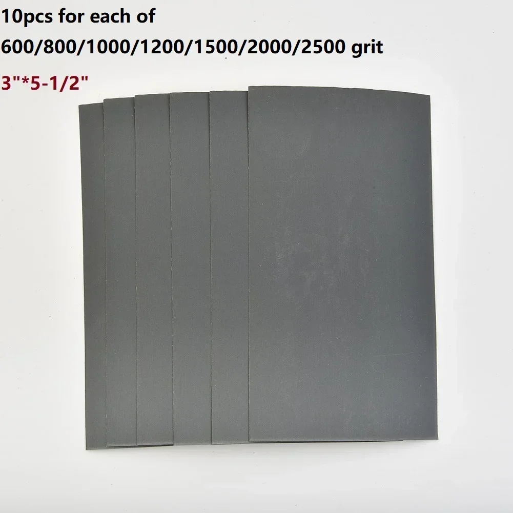 70pcs Sandpaper 600/800/1000/1200/1500/2000/2500grit Wet/Dry For Automotive Furniture Industry Electronics Polishing Grinding