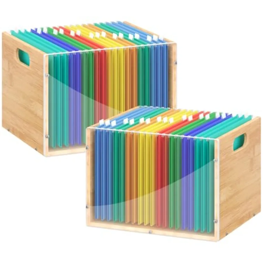 

Hanging File Organizer Clear Acrylic File Box Organizer Bamboo Filing Box File Crate Storage Boxes Portable Filing Organizer wi