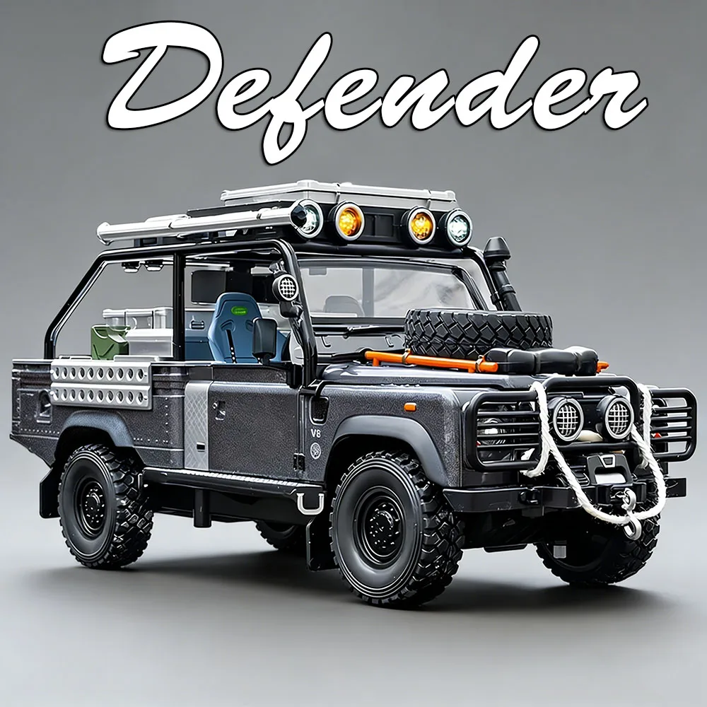 

Масштабная модель Land Rover Defender 110 Range Rover 1:24, литая под давлением, из сплава, с открывающимися дверями, инерционная, игрушечная машинка, подарок для мальчика на день рождения