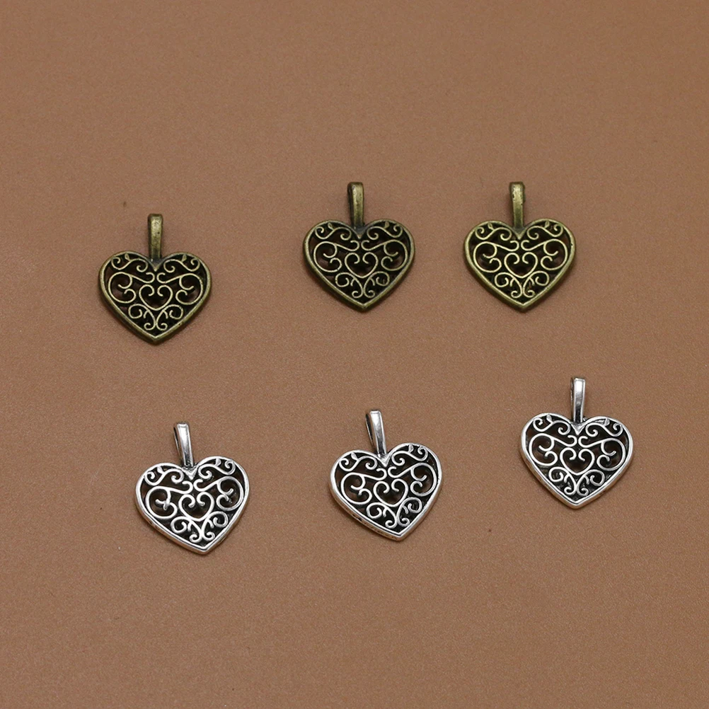 

20pcs Delicate Alloy Hollow out Heart Shape Pendants Charms DIY Jewelry Making Accessory for Necklace Bracelet (Bronze)