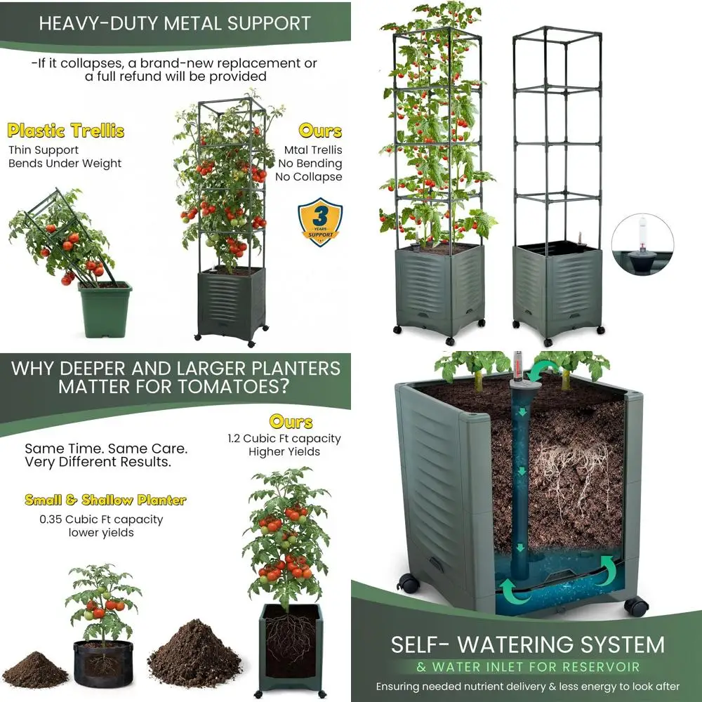 

Кашпо для томатов с автополивом и индикатором уровня воды, высота 56,5 см, для использования в помещении или на улице