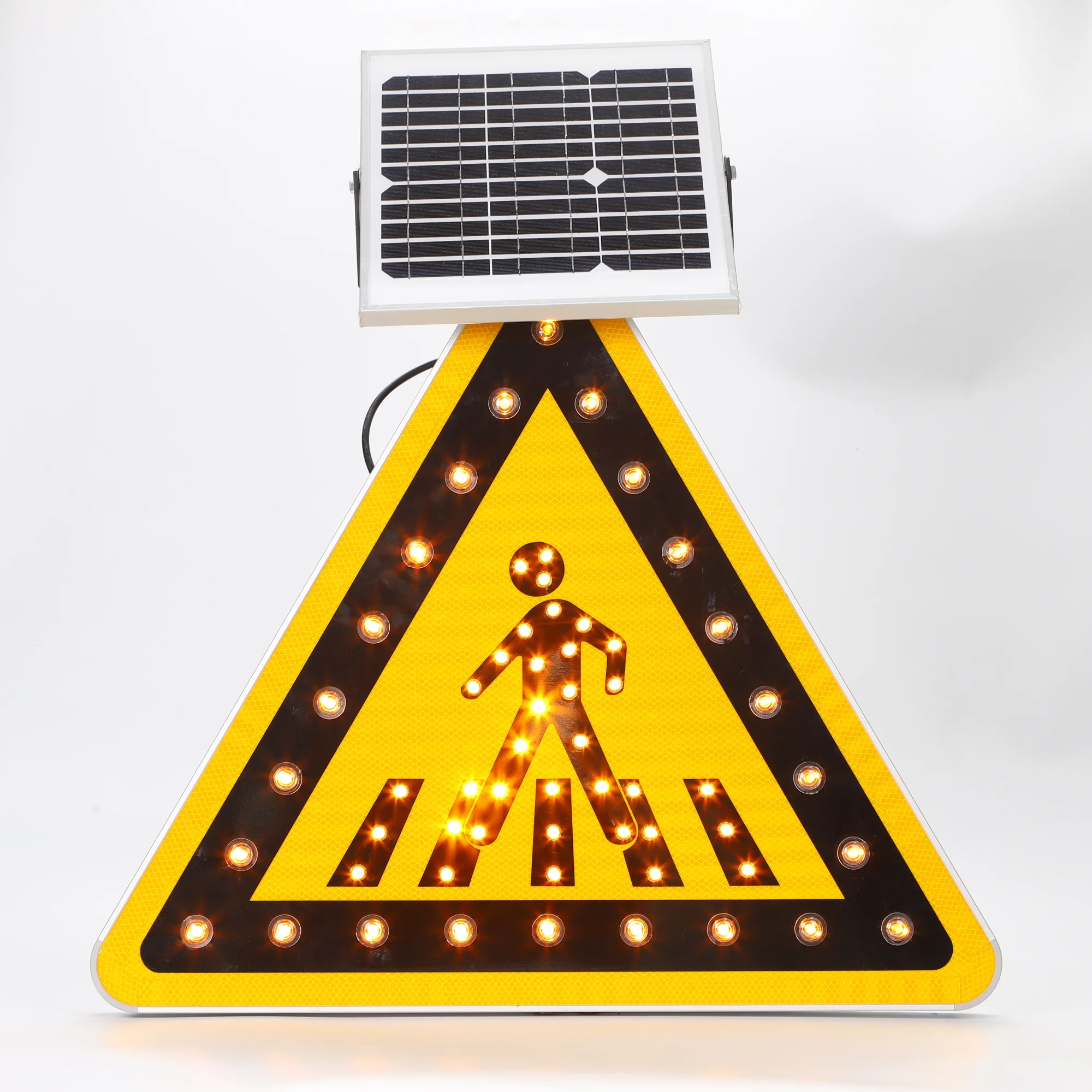 Triangle Solar Powered LED PedestrianCrossing Warning Signage
