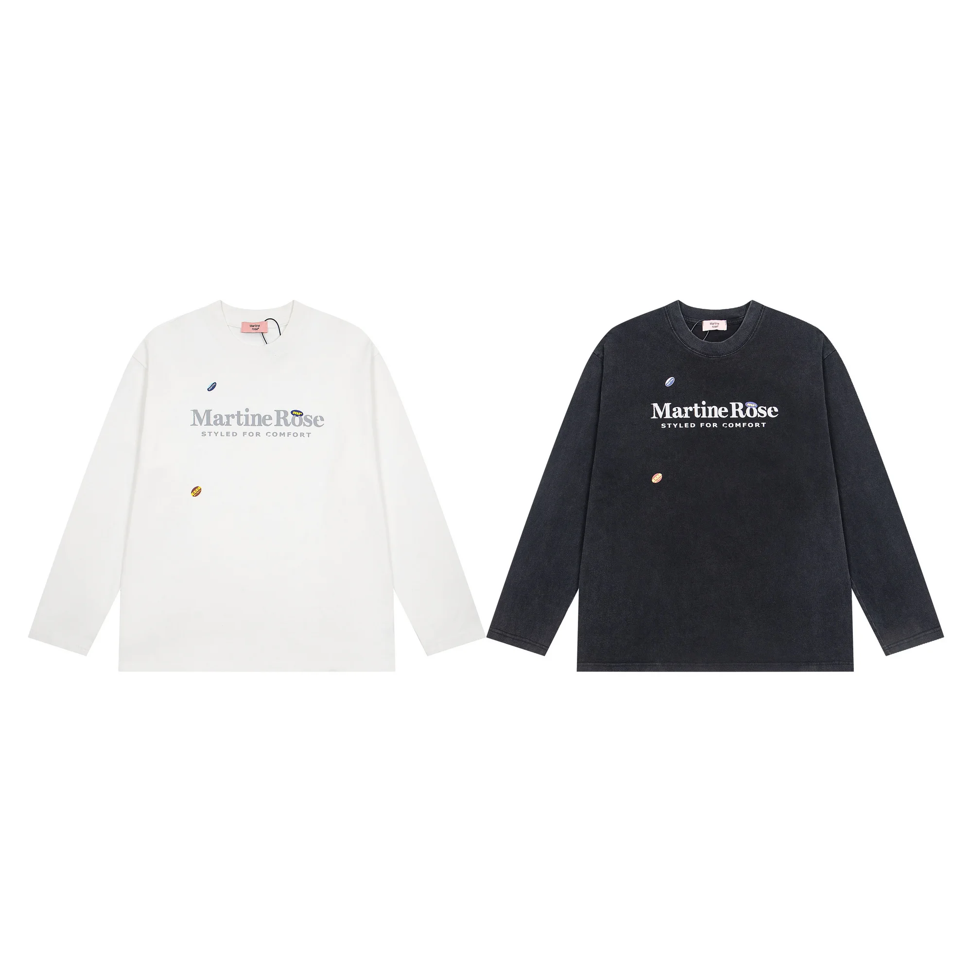 MARTINE ROSE American Retro Washed Long Sleeve T-Shirt Unisex Loose Casual Top Cotton Breathable Comfortable Non-fading