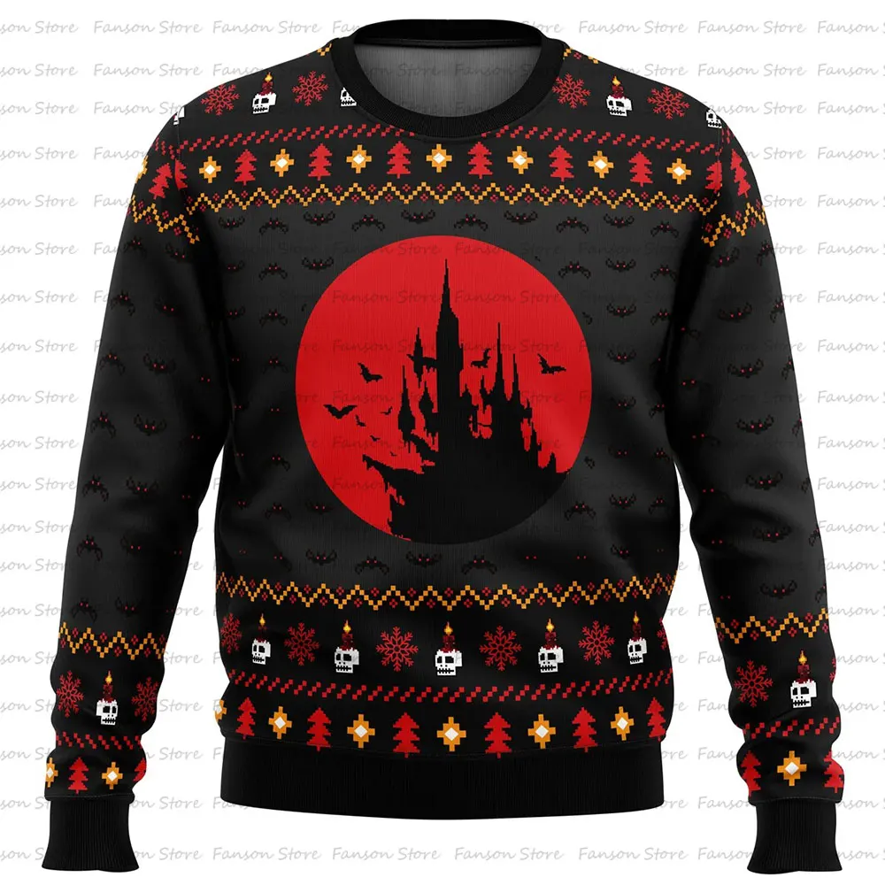 Castlevania Creepy Castle Ugly Christmas Sweater Cartoon Anime Women Men Pullover Tops Fashion Couple Hoodie Sweatshirt