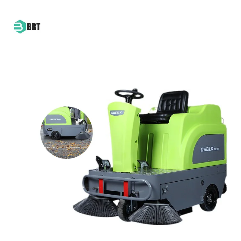 Commercial Mechanical Vacuum Electric Battery Type Street Washer And Sweeper Floor Scraper Road Dust Sweeping Machine