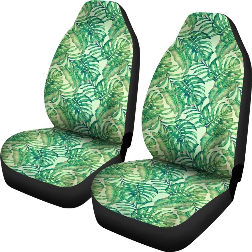 Hawaii Tropical Leaves Jungle Monstera Leaf Seat Cover Car Seat Covers Set 2 Pc, Car Accessories Car Mats