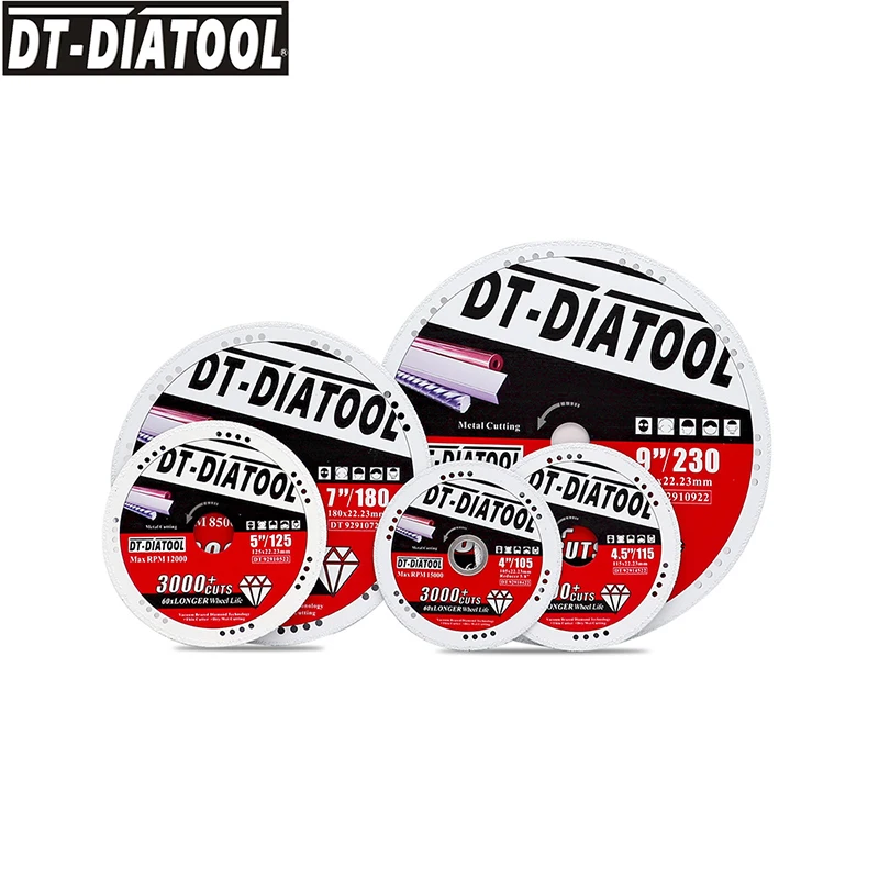 

DT-DIATOOL 5pcs/pk Dia105-230mm Diamond Metal Saw Blade Cutting Disc Diamond Cut-off Wheel for Steel Tube Iron Rebar