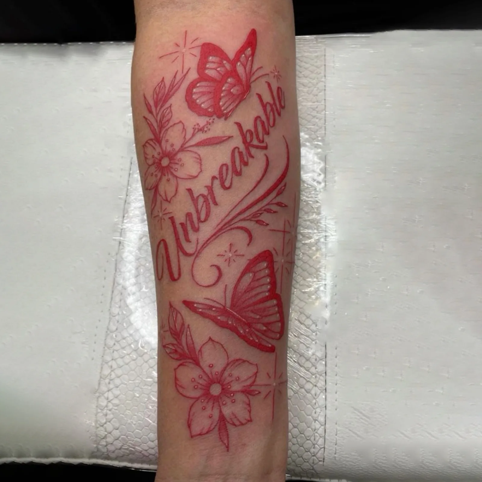 Tattoo Sticker Temporary Tattoo Red Butterfly Flower Letter Waterproof Elegant Small Body Art for Men Women