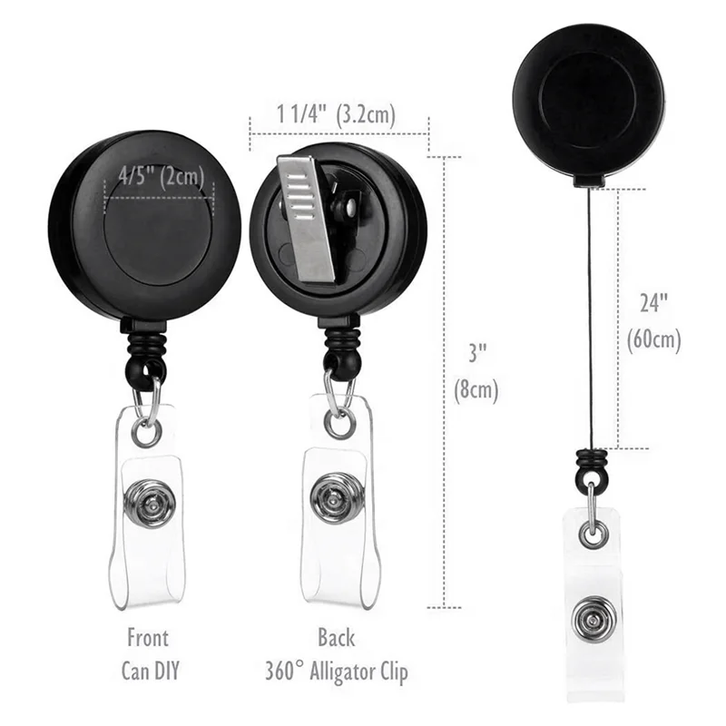 Gfc-2 Pack - Retractable ID Name Badge Holder Reels with Swivel Alligator Clip (Black)