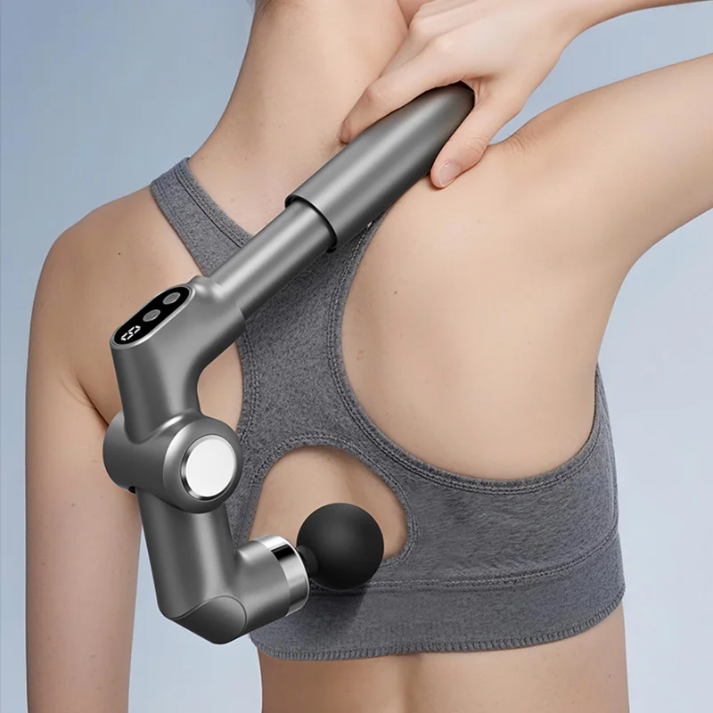 USB Telescopic Extension Fascia Gun with Adjustable Elbow Angle and 6 Levels of Force Massage Without Human Intervention