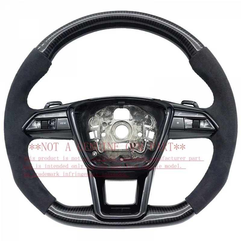 For Audi Steering Wheel Horn Cover A6 C8 A7 S Mark Carbon Fiber With Button Paddles Decorative Cover