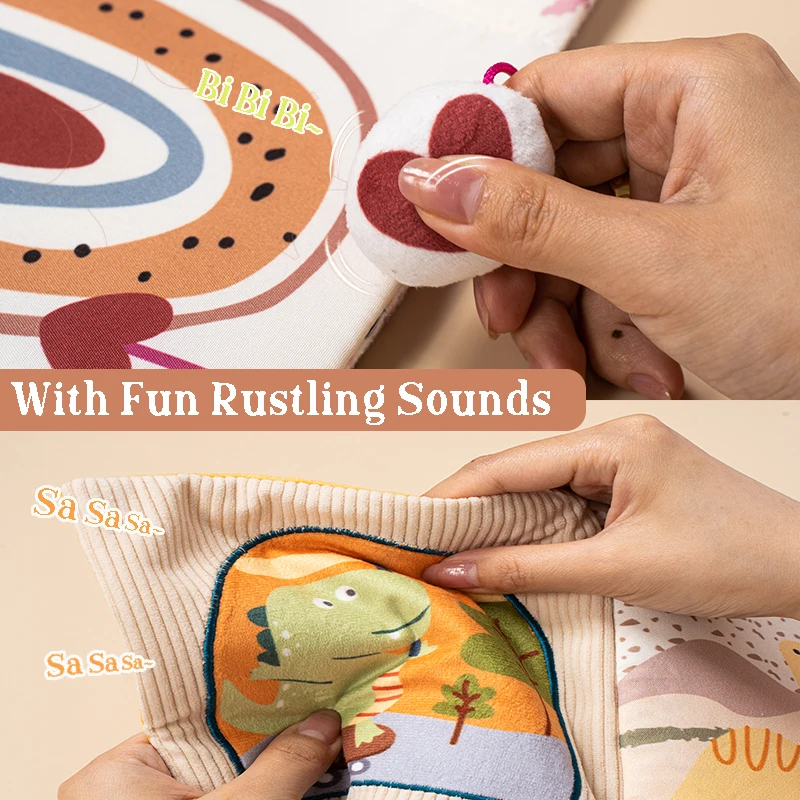 كتب قماشية كرتونية للأطفال مع حلقات تسنين لعبة حسية للتعلم المبكر للرضع لعبة كتاب الأنشطة التفاعلية هدايا لحديثي الولادة