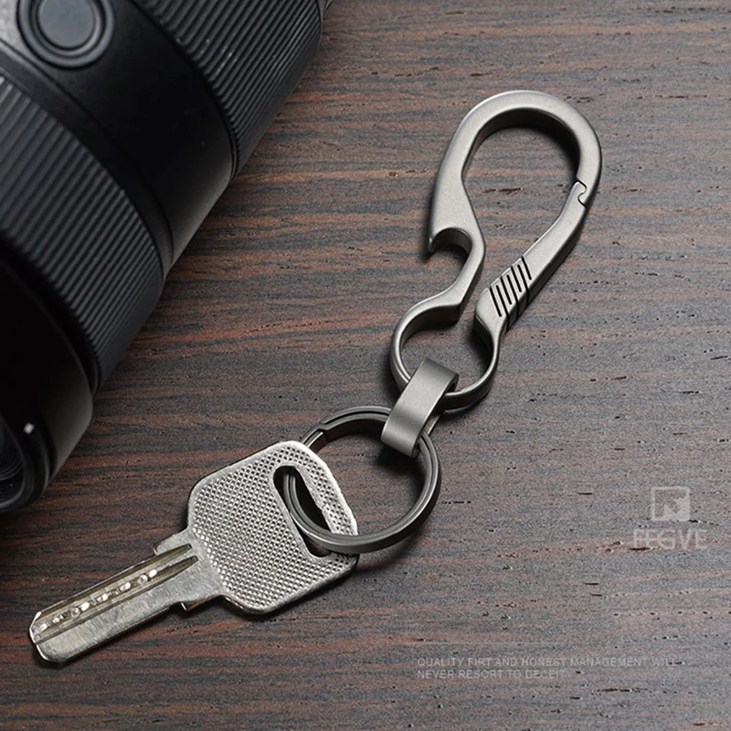 Real Titanium Key Chain Men EDC Lightweight Titanium Keychain Hanging Buckle Key Rings Quickdraw Tool High-Quality Carbiner