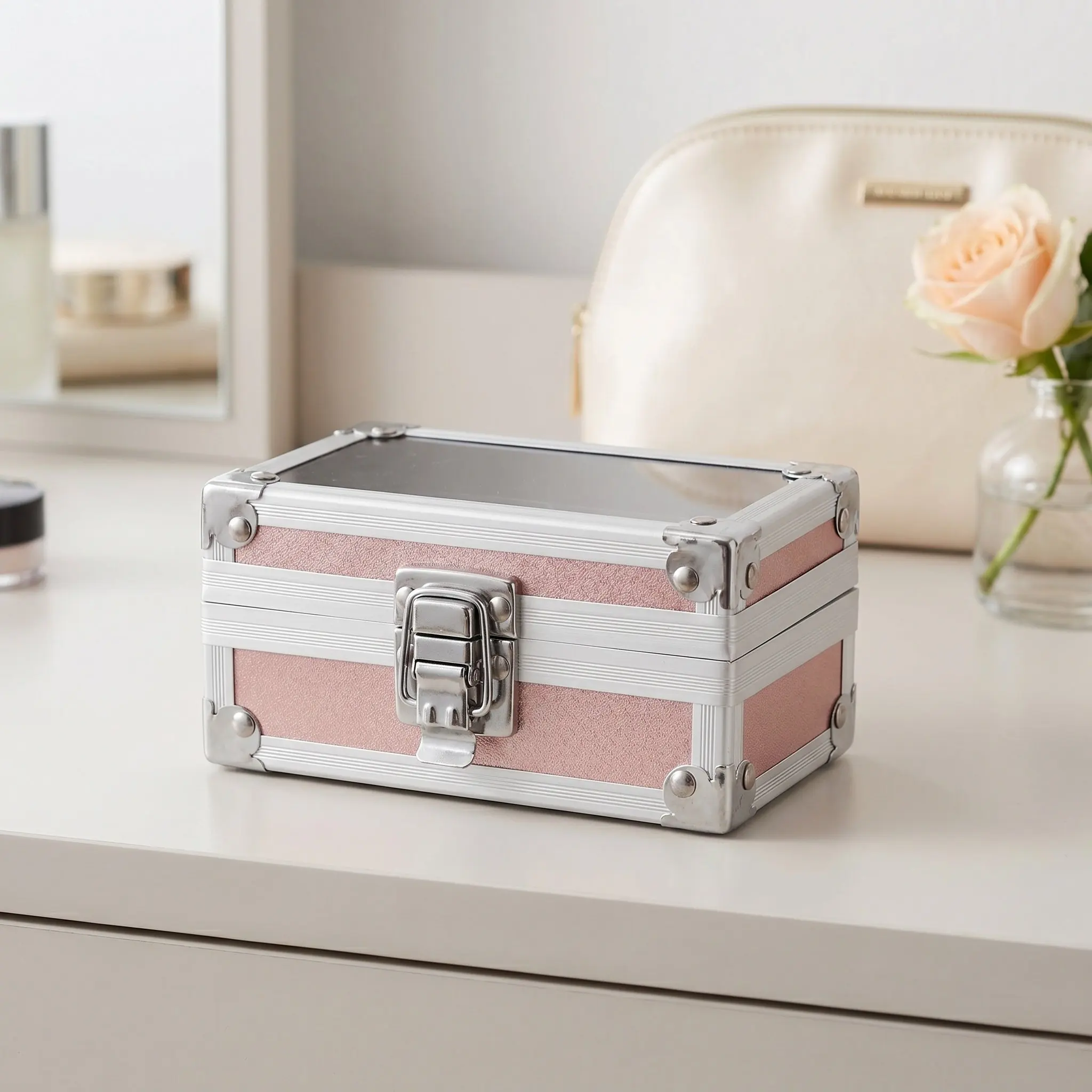 Nail Drill Bit Storage Box E-file Holder Metal Light Brown 50 Slot Case for Nails Hole Organizer
