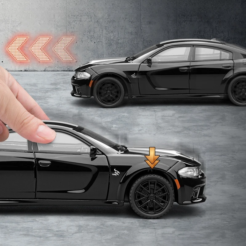 1:32 Dodge Charger SRT Sportwagen Legierung Automodell Sound und Licht Zurückziehen Kinderspielzeug Sammlerstücke Geburtstagsgeschenke