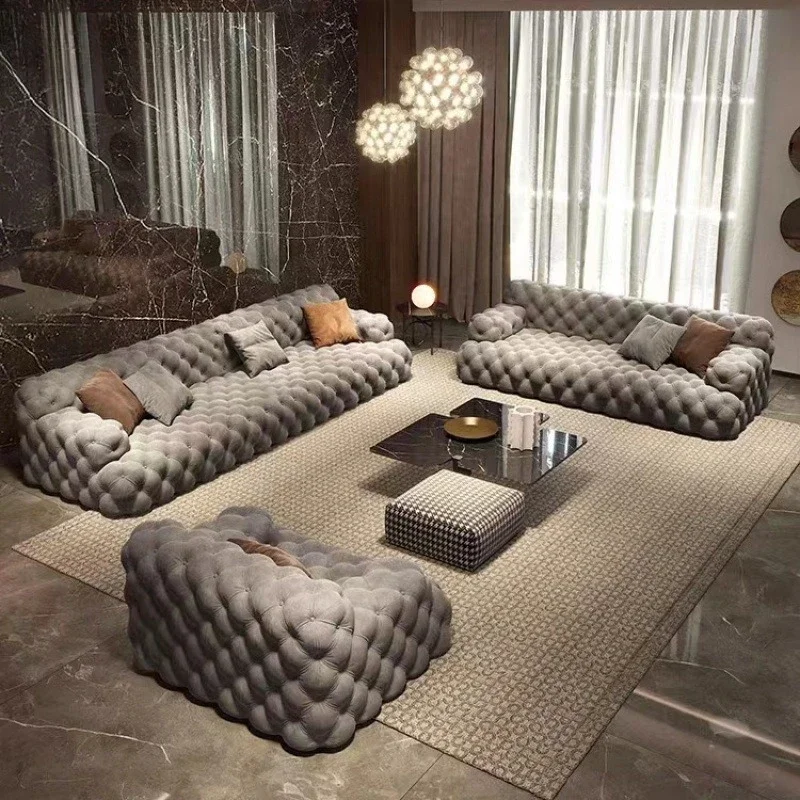 Modern combination simple small apartment living room creative cream villa sofa