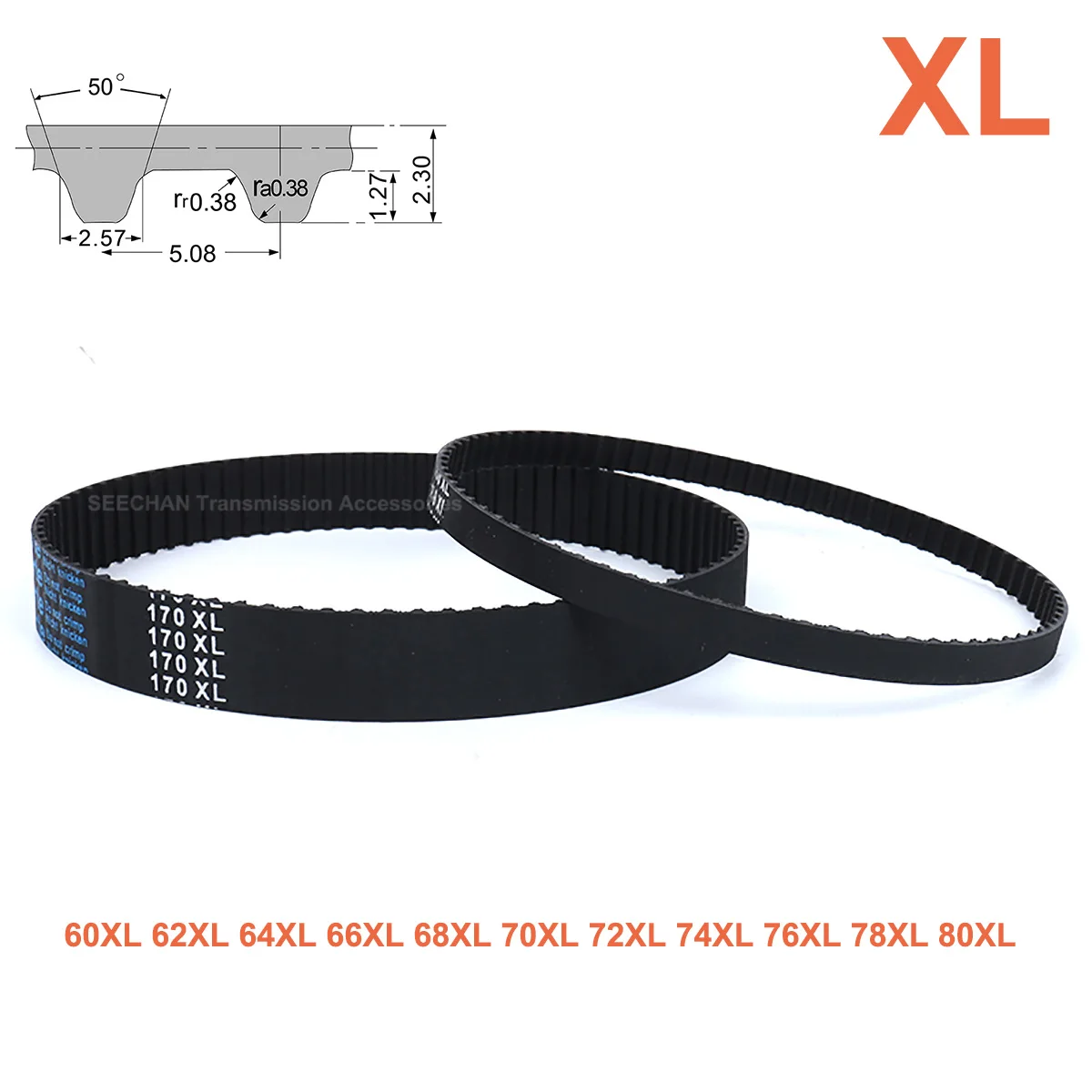 1Pcs XL Rubber Timing Belt Width 10mm 12.7mm Closed Loop Synchronous Belt 60XL 62XL 64XL 66XL 68XL 70XL 72XL 74XL 76XL 78XL 80XL