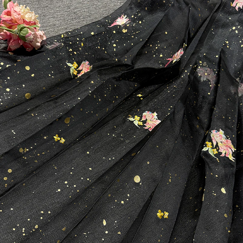 50 × 150 センチメートル鯉刺繍チュール生地 DIY 韓服古代スタイルチャイナスカート子供服縫製メッシュ生地