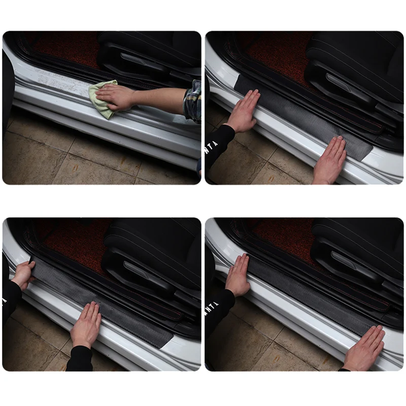 5Pcs Car Emblem Threshold Door Sill Protector Anti Scratch For Skoda Octavia Kodiaq Fabia Superb Yeti Rapid  Kamiq Karoq Derivat