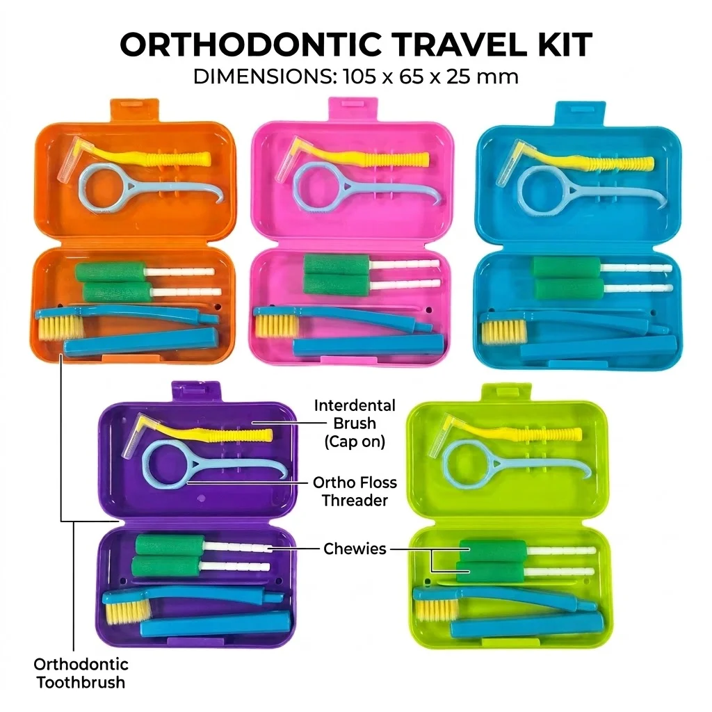 Orthodontic Oral Cleaning Kit Travel Toothbrush Case Foldable Toothbrush Interdental Brush Orthodontic Wax Teeth Whitening Tools