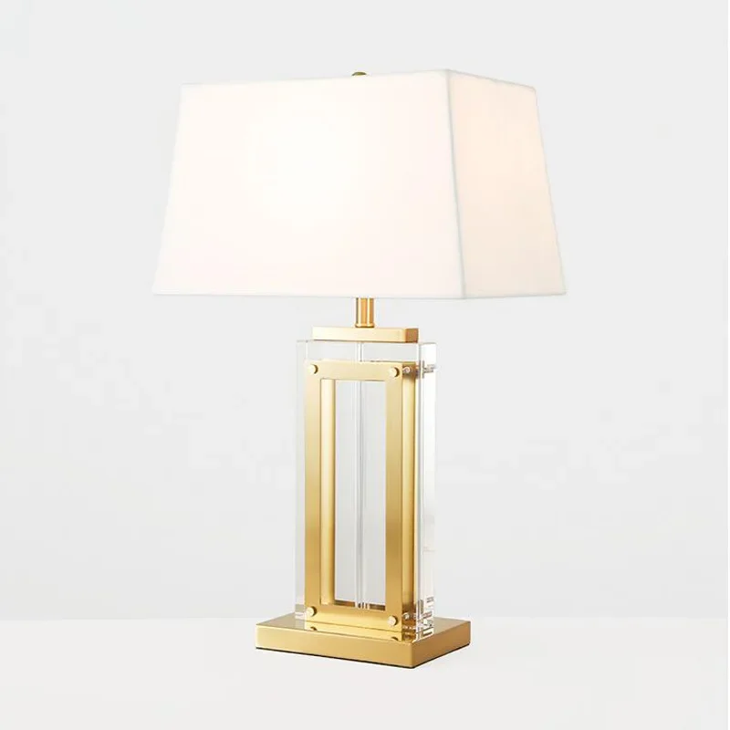 

Square Crystal Large Table Lamp Black Trapezoid Lampshade Rectangle Crystal Desk Lamp For Living Room For Bedroom Bedside Lamp