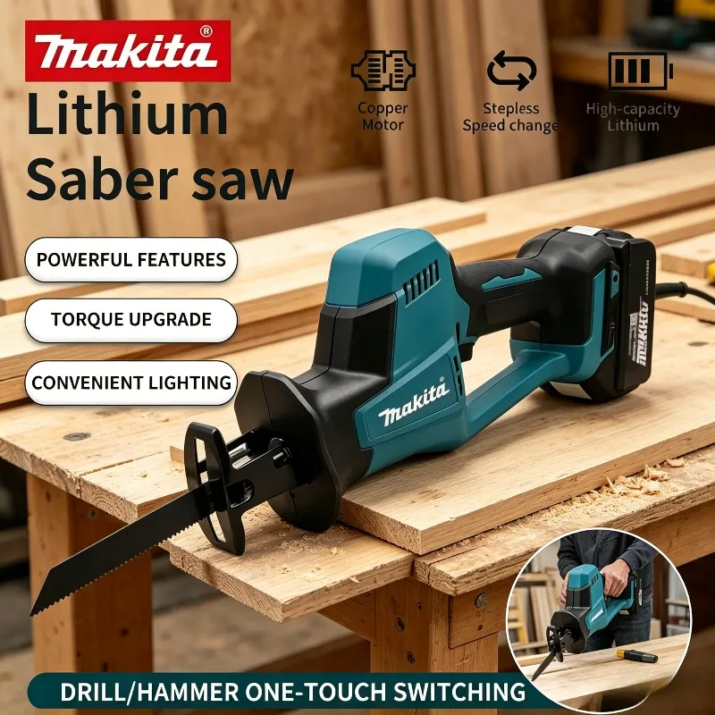 

Makita Brushless Electric Reciprocating Saw Makita DJR189, Rechargeable Wood Metal Cutting Saw Portable Tool.