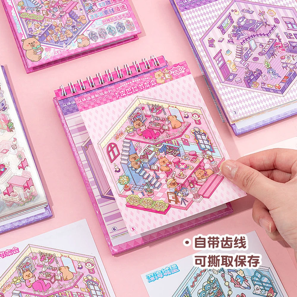 10Sences في 1 كتاب 2.5D المشهد ملصق الكرتون المقصورة المشهد ملصق يدوي الصنع التراص لصق مهرجان هدية عيد ميلاد للطفل الطفل