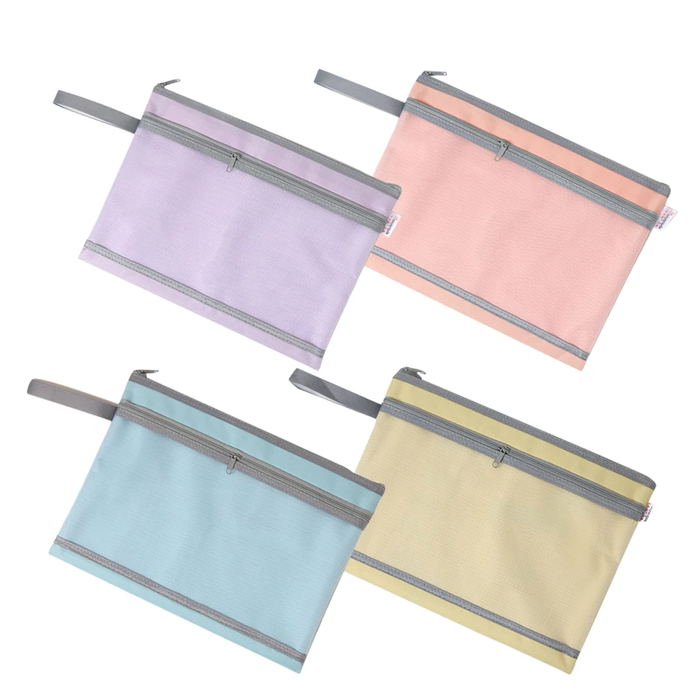 

4Pcs A4 Document File Bag Large Capacity Visible Zipper Pouch for Papers Storage Organizer Students Office School Supplies
