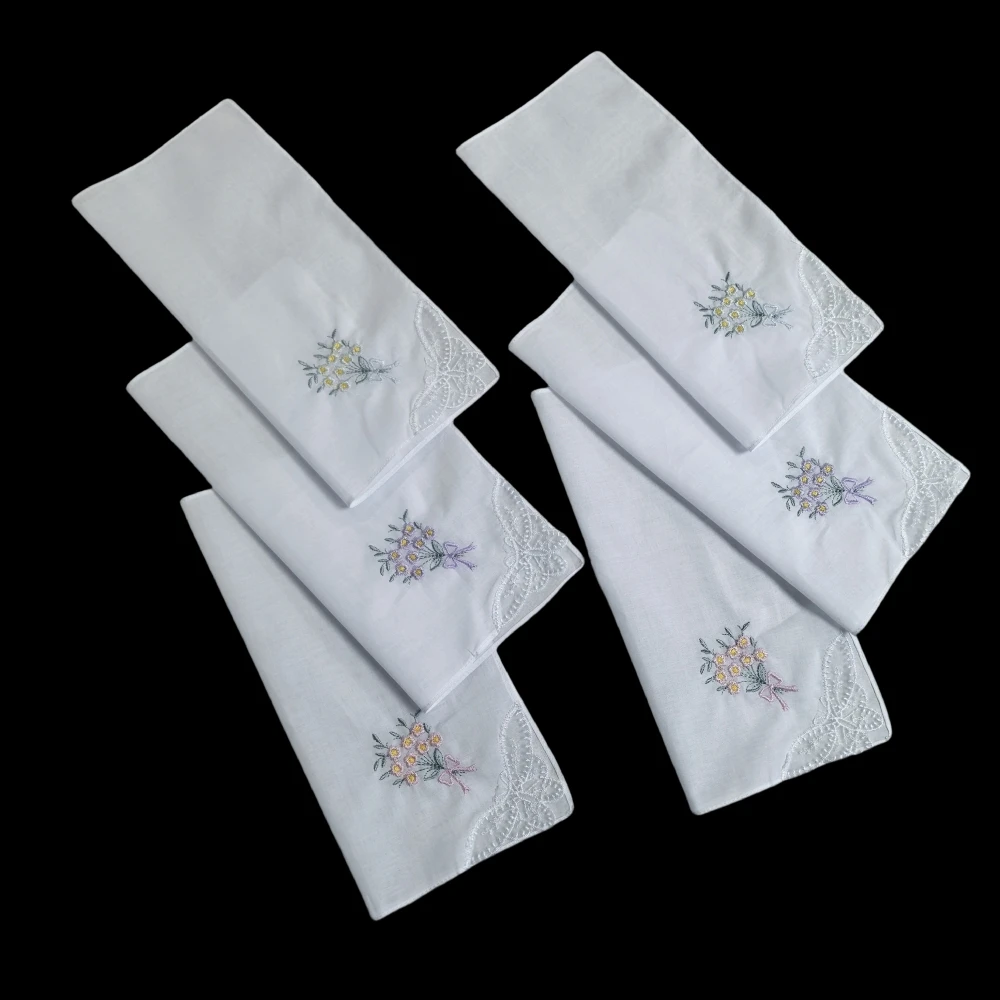 

10,8 дюймов/28 см, платок из чистого хлопка, белый, с вышивкой, модный женский платок, декор для дома, свадебные принадлежности, тонкий, однотонный