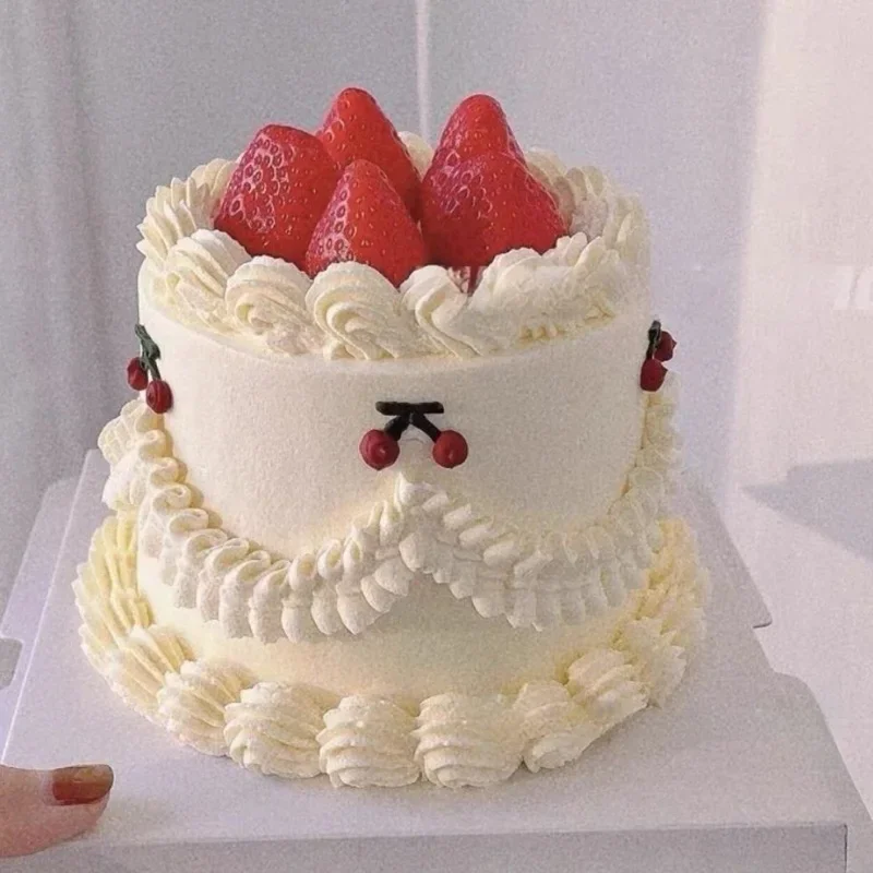 4-inch Fake Birthday Cake Model Ornaments Simulation Cake Mold Plastic Decoration Showcase Sample Display Party Shooting Props