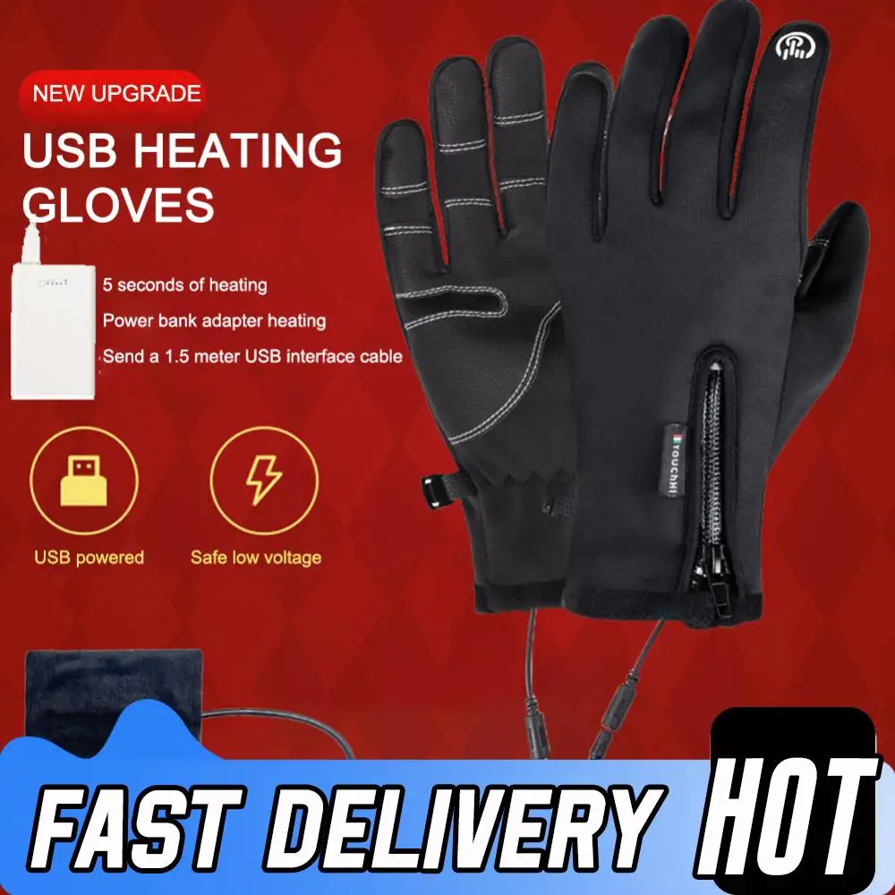 

Electric Heated Gloves Motorcycle Winter Moto Heated Gloves Warm Waterproof Heating Thermal Gloves For Cycling Running Hiking
