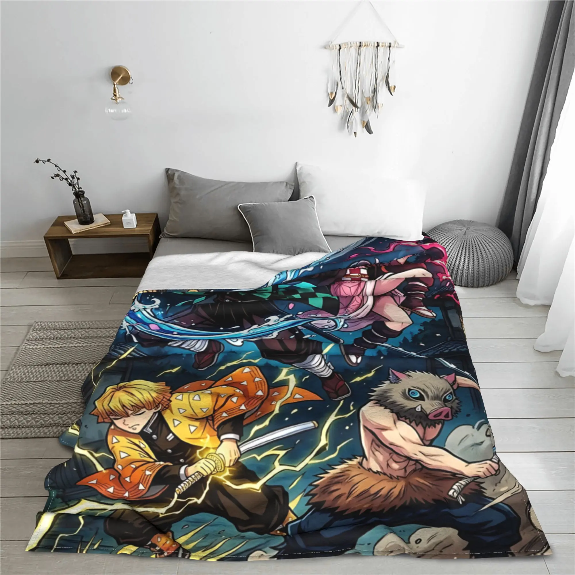 1PC Demon Slayers Blanket Throw Blanket  Novelty Warm Blanket All Season Home Gift
