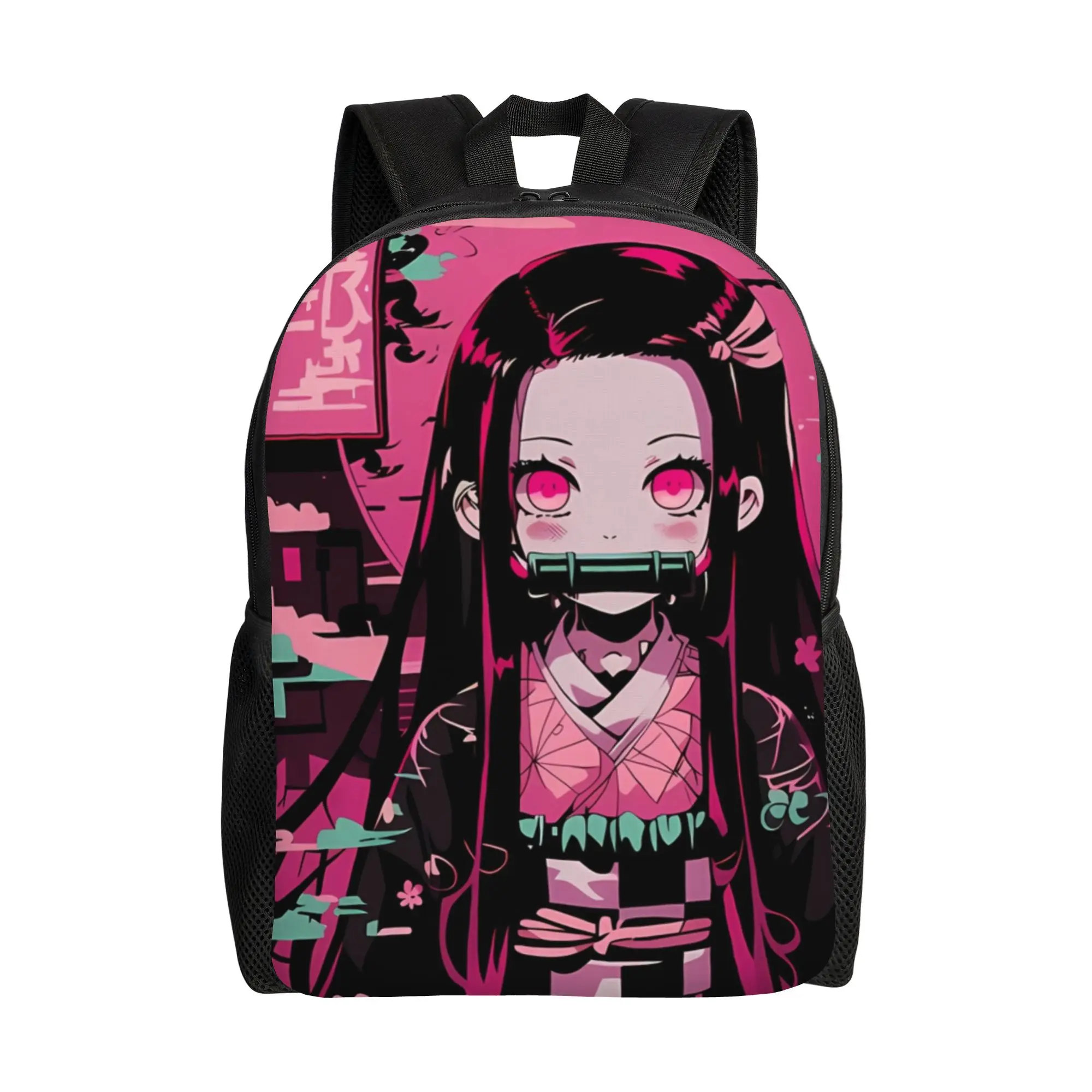 

Back to school season Vaporwave Pink Bookbag Nezuko Kamado Students Good Quality Backpack