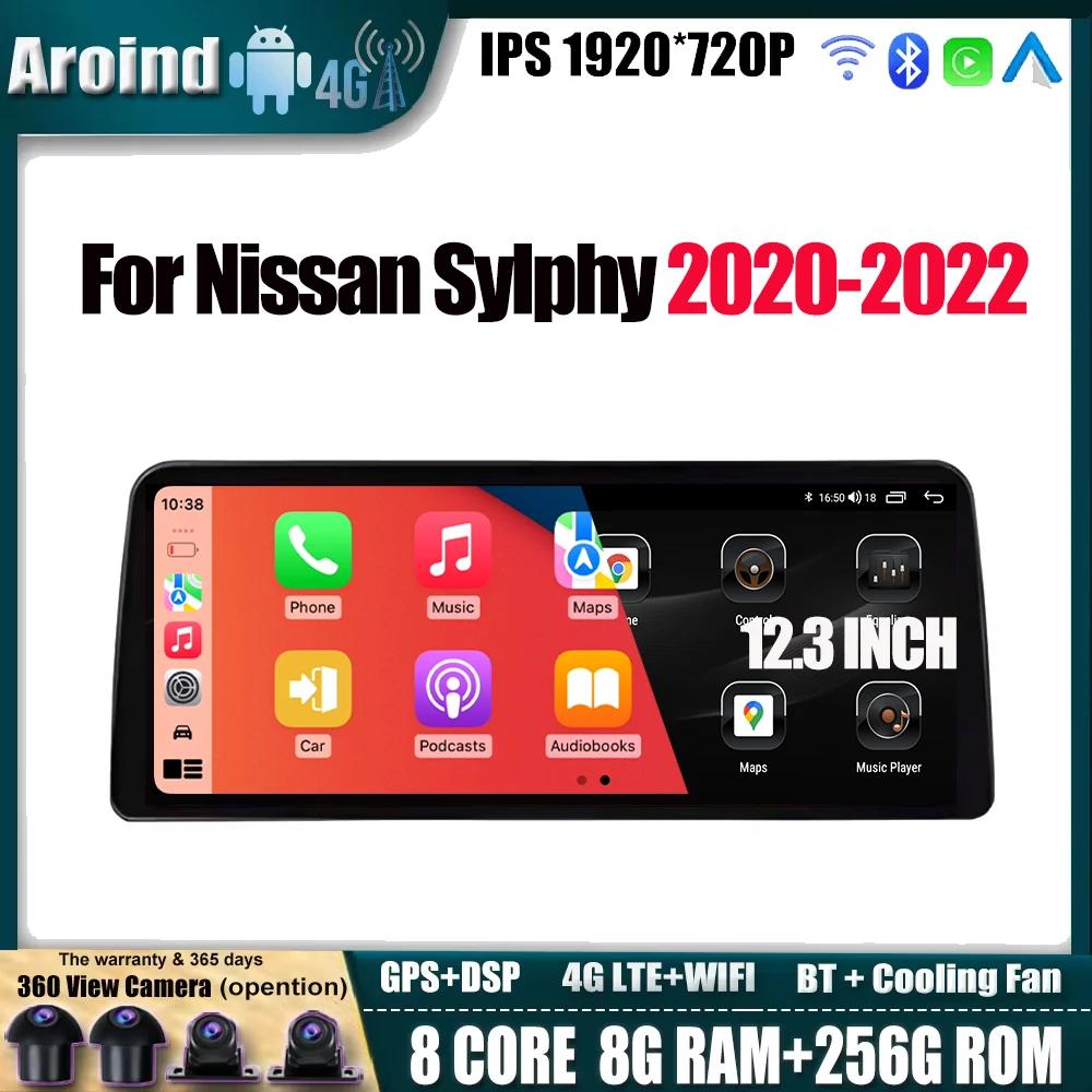 

12.3 Inch Navigation GPS Tools 4G LTE wifi For Nissan Sylphy 2020-2022 Carplay Android Auto IPS Screen Multimedia Video Player