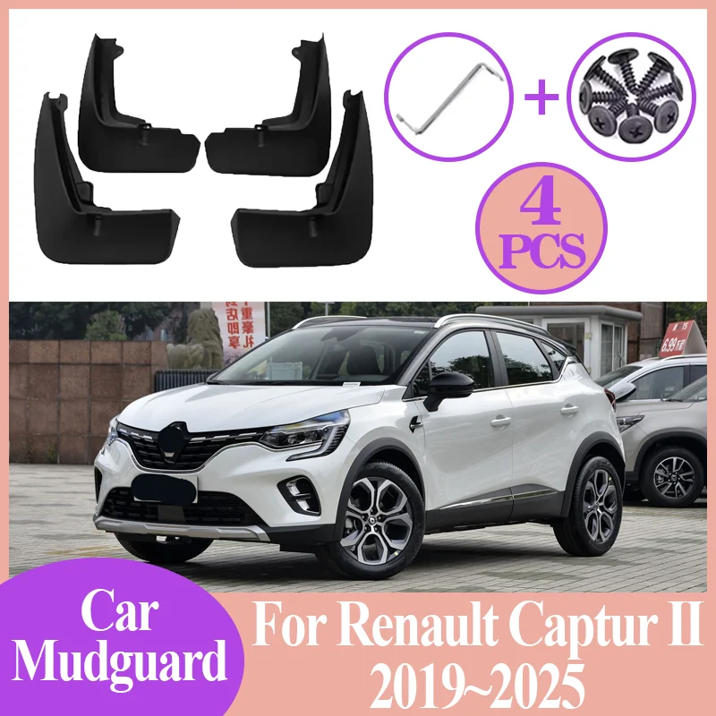 

4PCS Car Mudflaps Front Rear Fender Wheel Cover Guard Mudguard Splash Guard Accessories For Renault Captur II MK2 2019~2025 2024