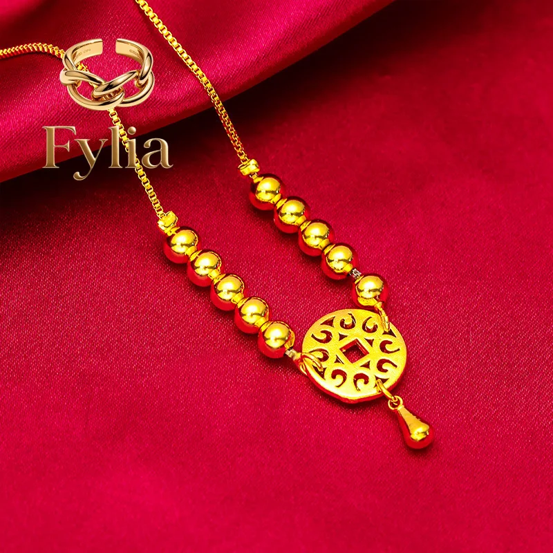 

Fylia Jewelry Fashion Anklet for Women, 24K Gold, AU999 | Antique vine carvings with distressed finish, vintage charm for bohe