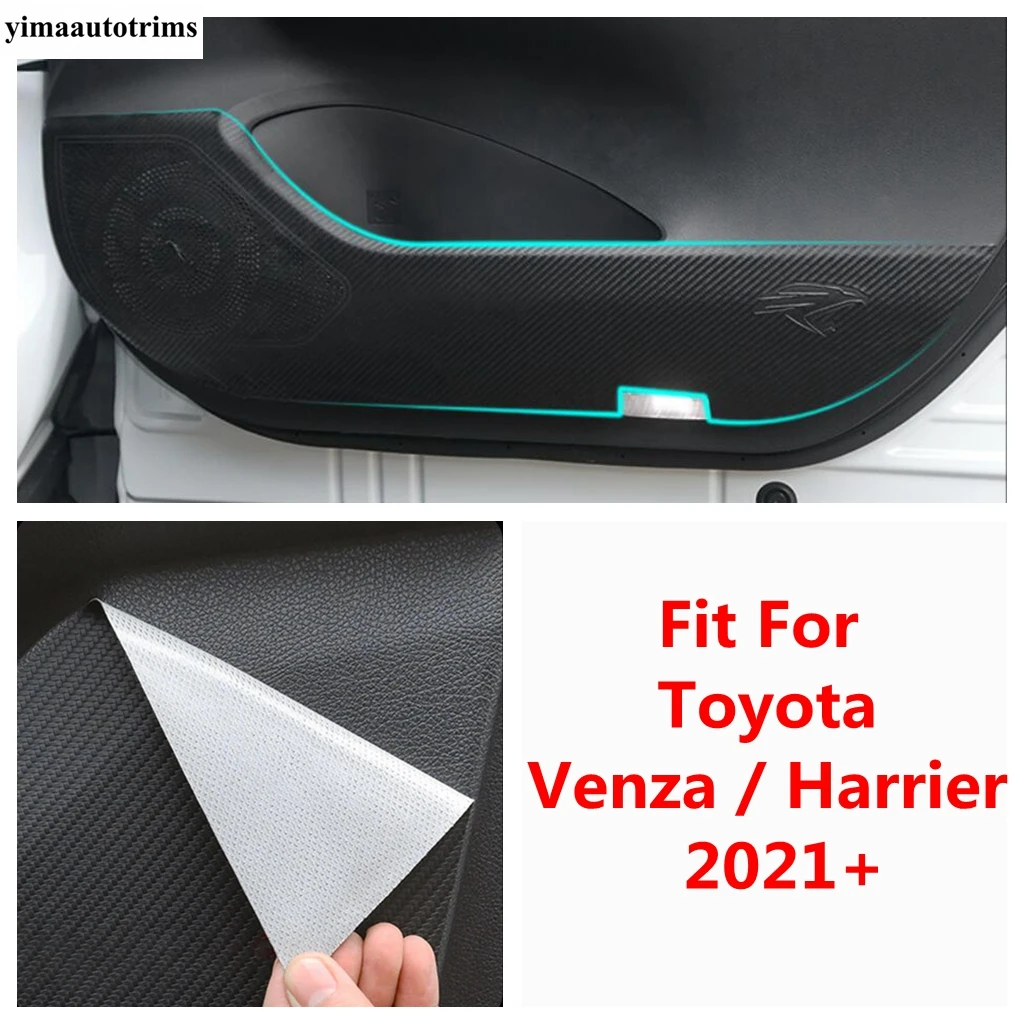 

Inner Door Anti Kick Pad Mat Protective Carbon Fiber Look Stickers Accessories Interior For Toyota Venza /Harrier 2021 - 2024