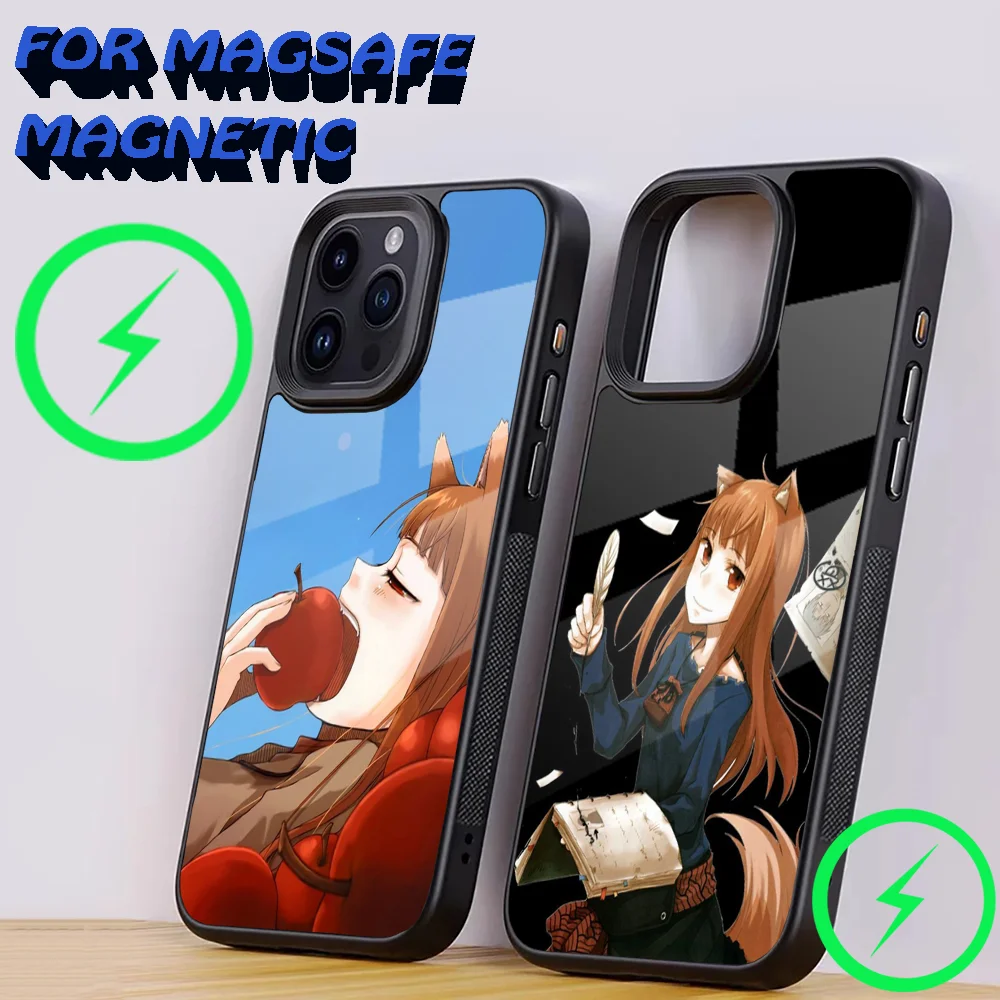 S-Spice and Wolf Anime Phone Case For iPhone 15,14,13,12,11,Plus,Pro,Max Mini Magsafe Magnetic Wireless Charging