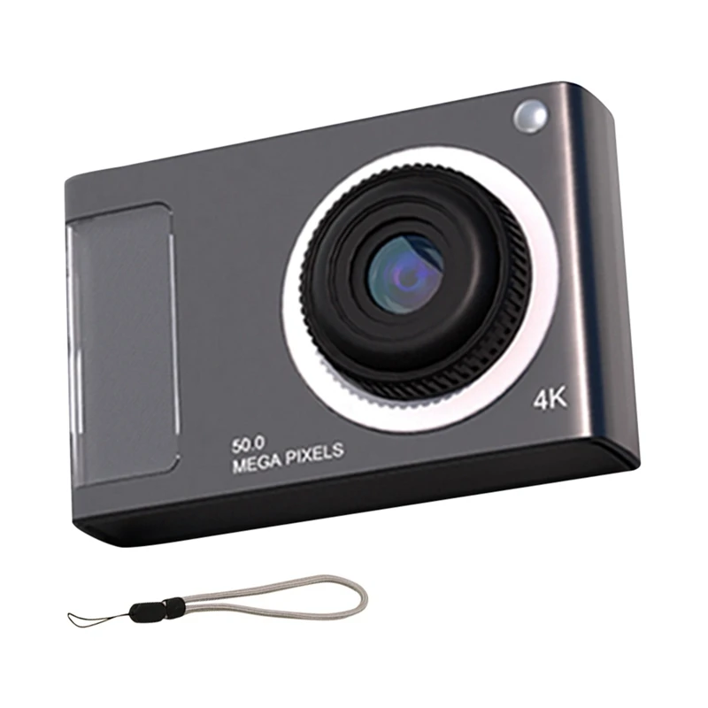 48MP HD Mini Camera 2.4In IPS Display 4K Video Camera With Fill Light For Kids Students,Black