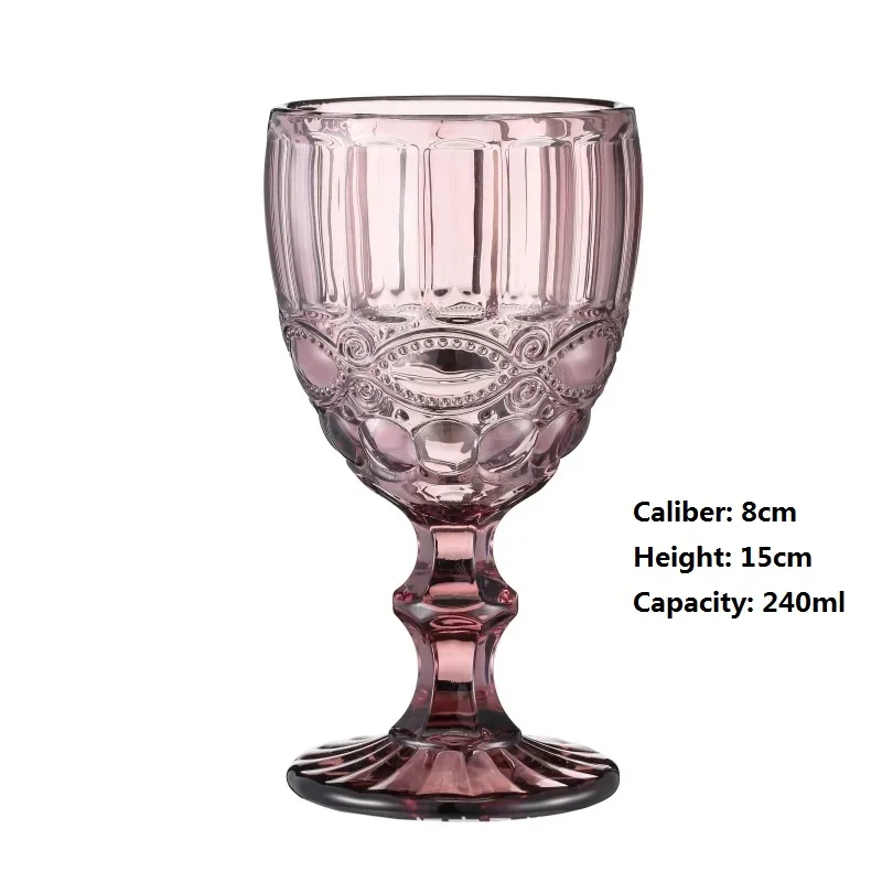 200-300ml European Court Goblet Embossed Red Wine Whiskey Brandy Cup Festival Banquet Wedding Drinkware